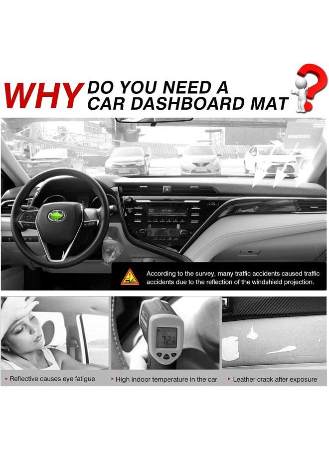 Autorder Custom Fit for Dashboard Cover Mat Toyota Camry 2018-2021 2022 2023 Accessories Dash Cover Nonslip Flannel Dash Mat Protector Sunshade No Glare (Without HUD) - Image 2