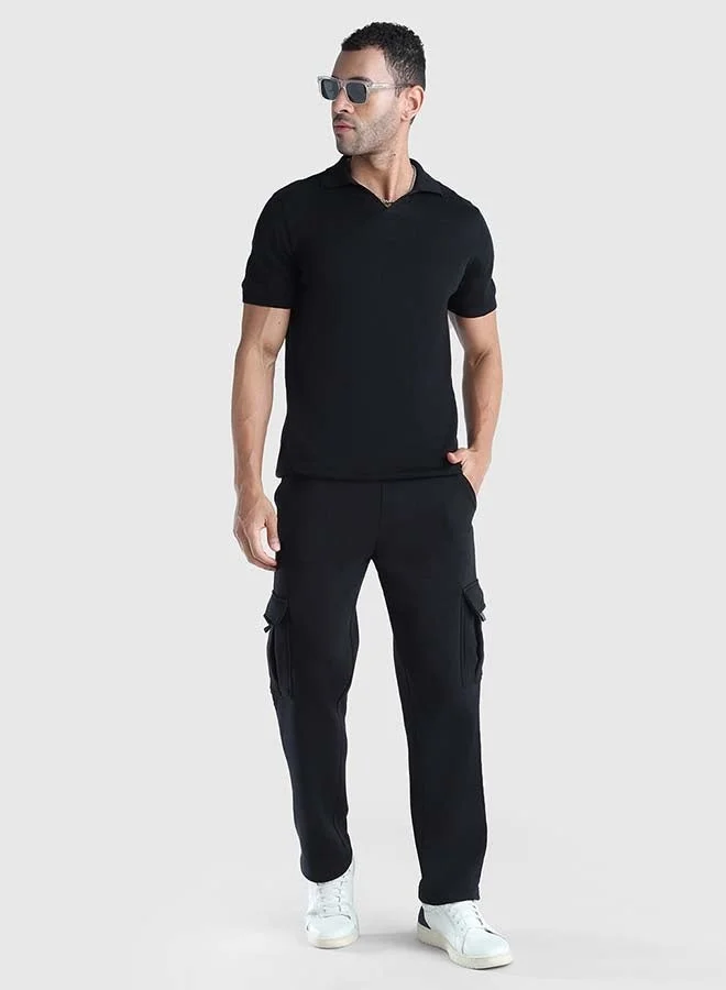 Musclemind black Men's Flat Knit Polo for Men | Best Price UAE