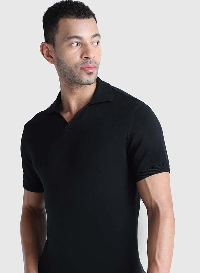 Musclemind black Men's Flat Knit Polo for Men | Best Price UAE