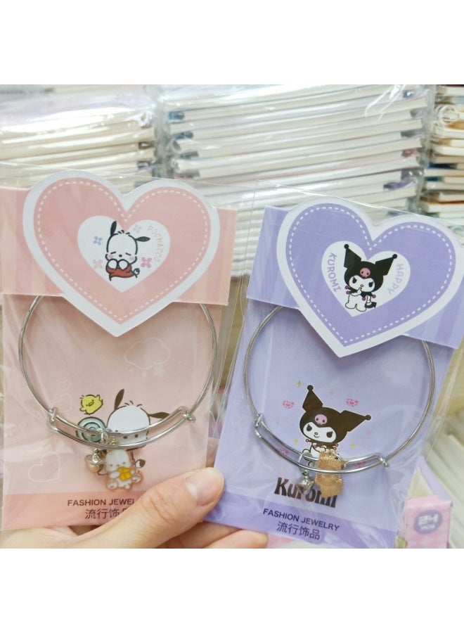 Sanrio Kulomi Melody Metal Pendant Bracelet Ins Girlfriend Couple Bell Bracelet Bracelet Batch-Color:Cartoon Bracelet Ring (please Place Your Order In Multiples Of 24 In A Box And Sell Them Together) - Image 3