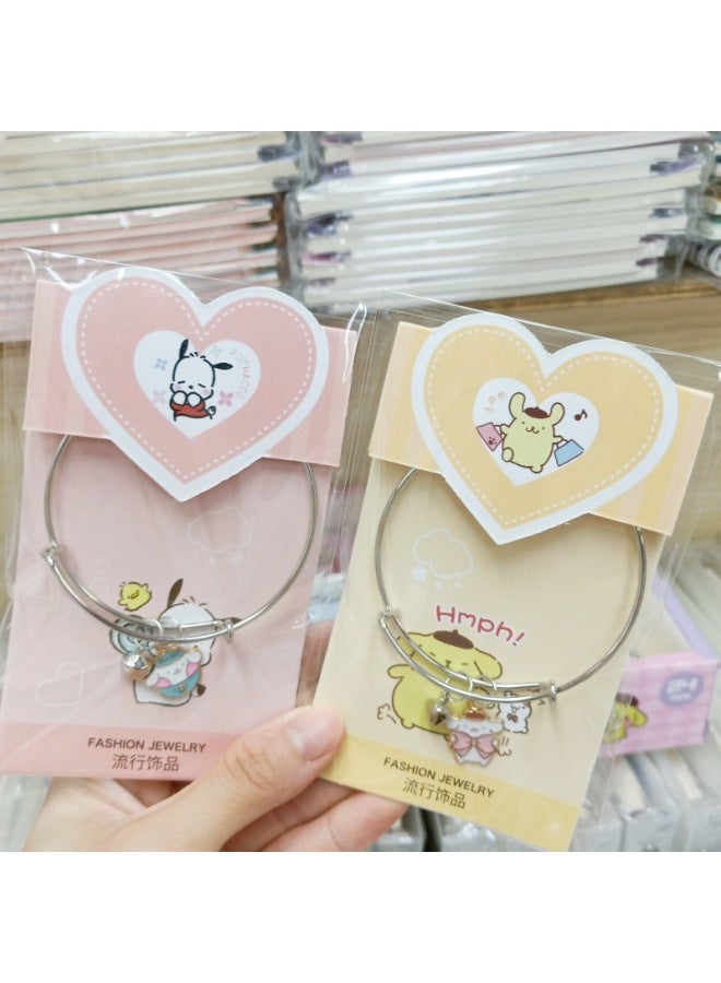 Sanrio Kulomi Melody Metal Pendant Bracelet Ins Girlfriend Couple Bell Bracelet Bracelet Batch-Color:Cartoon Bracelet Ring (please Place Your Order In Multiples Of 24 In A Box And Sell Them Together) - Image 4