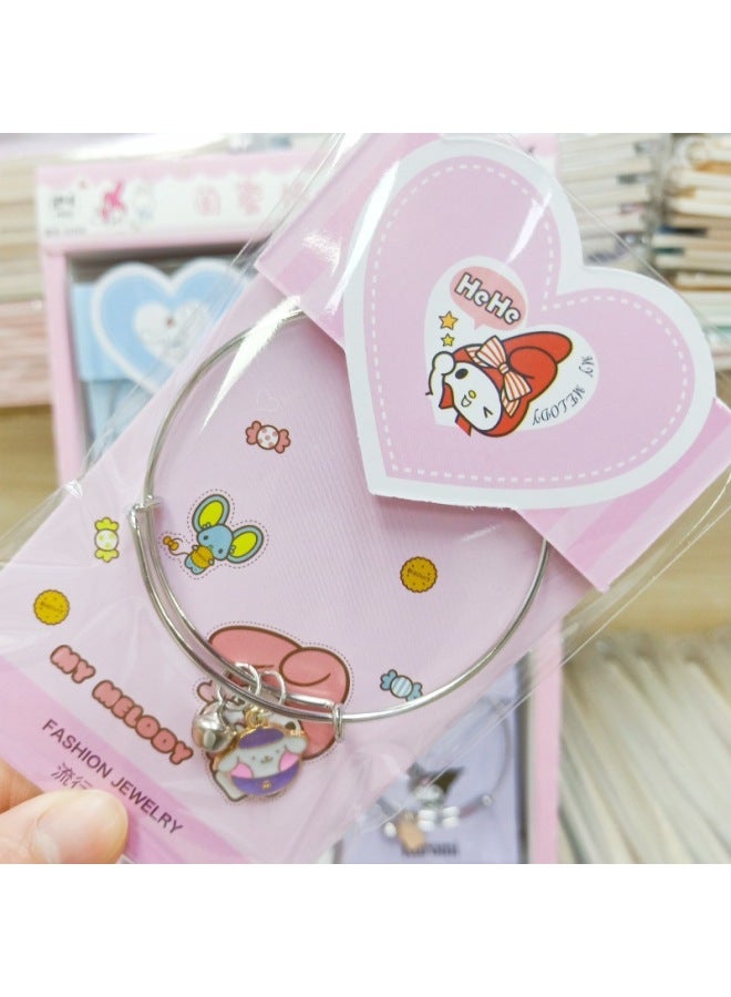 Sanrio Kulomi Melody Metal Pendant Bracelet Ins Girlfriend Couple Bell Bracelet Bracelet Batch-Color:Cartoon Bracelet Ring (please Place Your Order In Multiples Of 24 In A Box And Sell Them Together) - Image 5