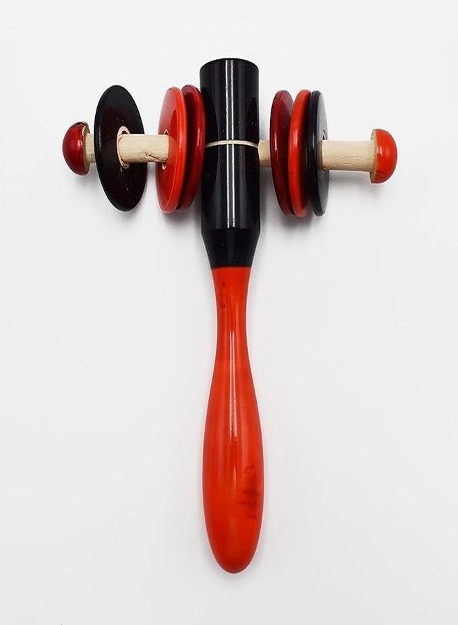 Justhandmade Wooden Hammer Rattle Toy for Kids | Traditional Indian Wooden Clapper with Sliding Rings | Handmade Baby Learning Toy | Handmade Rattle for Kids Pack of 2 - Image 2