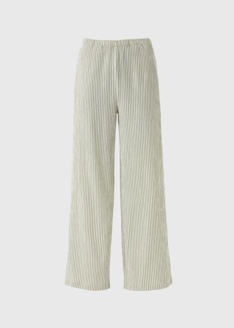 Matalan Sage Green Seersucker Stripe Wide Leg Trousers