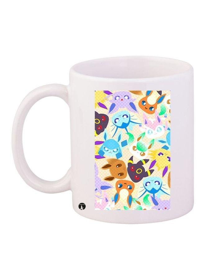 RYN Cartoon Printed Coffee Mug White/Pink/Blue 11ounce