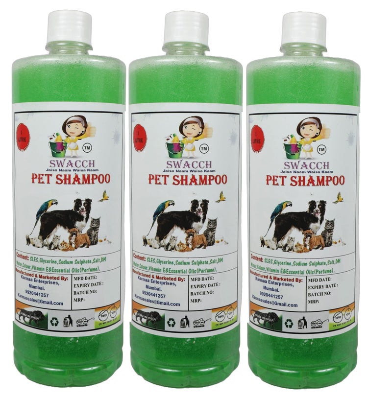 swacch Pet Shampoo + Dumbbell Toy I Durable Rubber Dog Toy for Chewing I Playing,Teeth Cleaning & Training Toy I Combo Pack I 1 Litre Pack of 3 Neem Alovera - Image 2