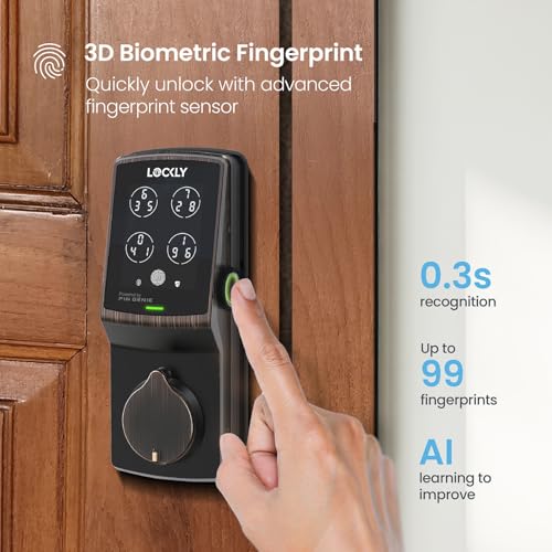 Lockly Secure Pro Smart Deadbolt, Wi-Fi Smart Lock, Keyless Entry with PIN Genie® Keypad, 3D Biometric Fingerprint, Auto Lock, Rekeyable-Venetion Bronze - Image 4
