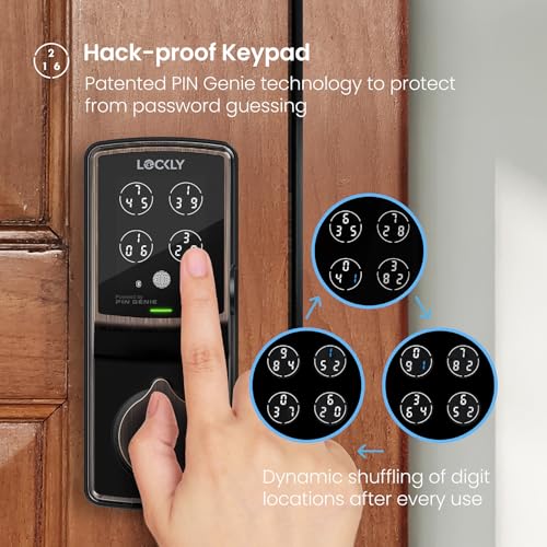 Lockly Secure Pro Smart Deadbolt, Wi-Fi Smart Lock, Keyless Entry with PIN Genie® Keypad, 3D Biometric Fingerprint, Auto Lock, Rekeyable-Venetion Bronze - Image 3