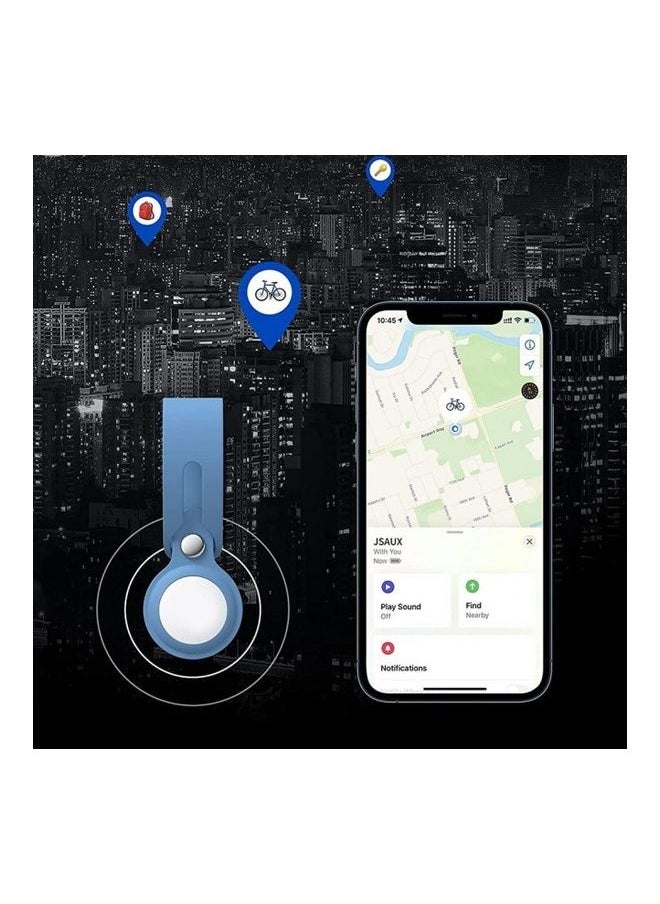 NIBEMINENT - Protective Silicone Loop Case Cover For Apple Airtag Blue - Image 1