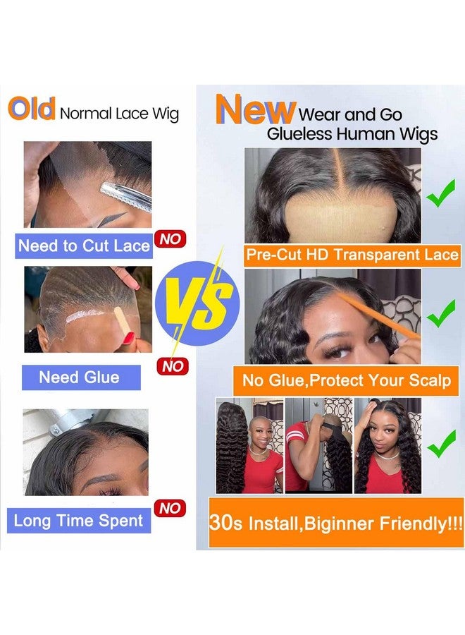 WPPIKK Wear And Go Glueless Wigs Human Hair Pre Plucked Pre Cut Deep Wave Lace Front Wigs Human Hair 4X4 Lace Closure Wigs Human Hair Wigs For Black Women Glueless (20 Inch) - Image 4