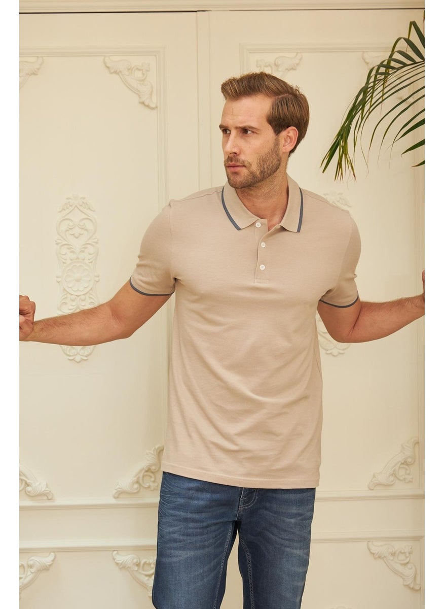 Men's Slim Fit Plain Polo Collar T-Shirt Beige - pzsku/Z5BBBADF7BA0638FA962DZ/45/_/1731046193/29406d6b-924a-4c8c-bb91-cff5f778bdbc