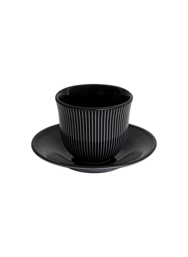Loveramics Brewers 150ml Embossed Porcelain Tasting Cup With 13cm Plate Black