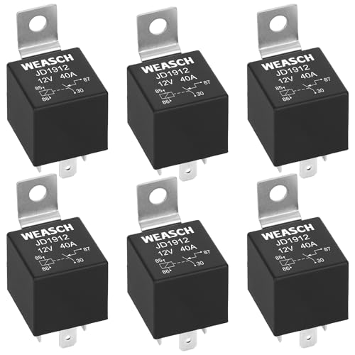 Weasch 6 Pack JD1912 Car Relay 12V 40A 4 Pins SPST Automotive Switches and Starters Waterproof Relay for Boat Tractor Truck Motorcycle 6 - Image 1