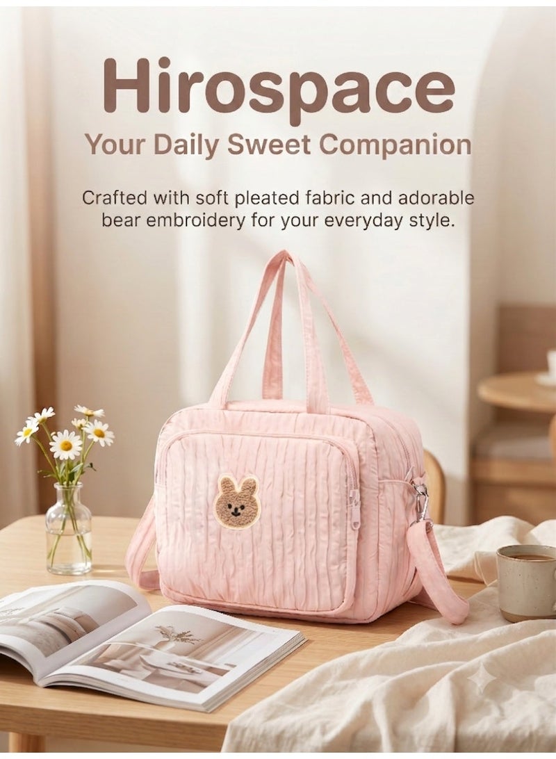 Hirospace Multifunction Diaper Bag Tote for Moms, Travel Baby Bag for Girls and Boys, Large Maternity Storage Tote (Pink) - Image 1