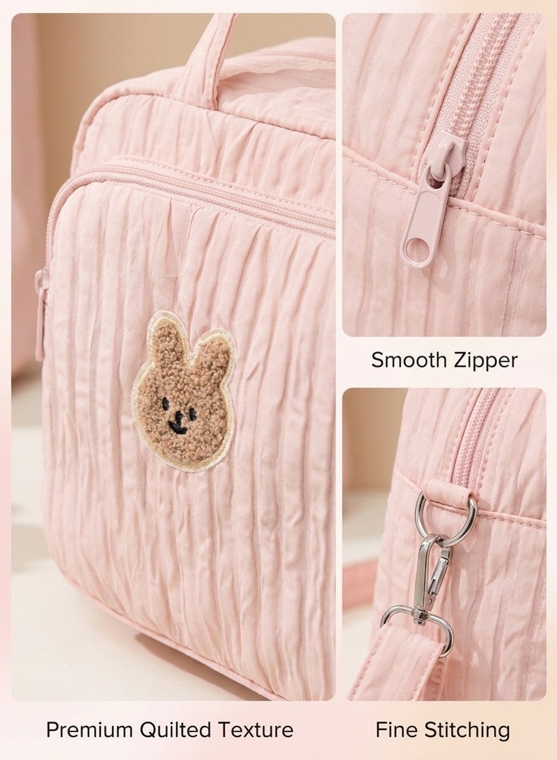 Hirospace Multifunction Diaper Bag Tote for Moms, Travel Baby Bag for Girls and Boys, Large Maternity Storage Tote (Pink) - Image 3