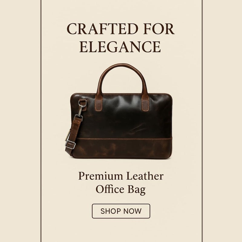 MaheTri Modernist Genuine Leather Laptop Bag (Up to - 15.6") for Men & Women | Unisex Lightweight Leather Briefcase with Adjustable Strap | Multiple card Slots With Zipper Pockets - Image 4