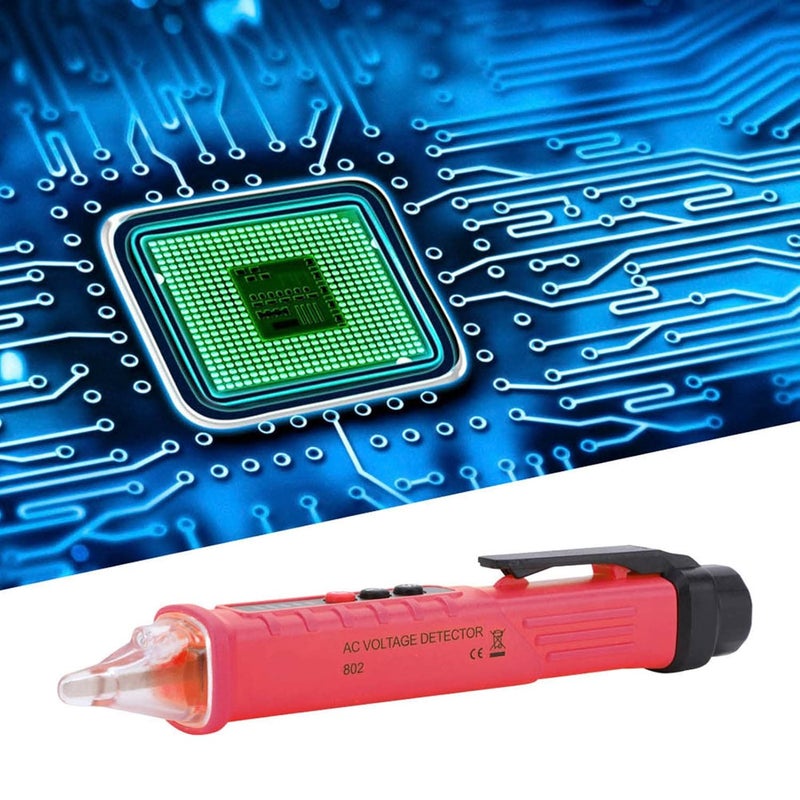 Electric Voltage Detector Tester Pen, Test Pencil, Dual Range 48-1000V / 12-1000V - LED Lighting, NCV Sensor, Safety Alarm for Electrical Testing (Red) - Image 2