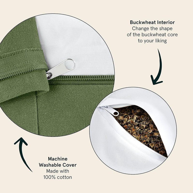 Retrospec Sedona Zafu Meditation Cushion Filled w/Buckwheat Hulls - Yoga Pillow for Meditation Practices - Machine Washable 100% Cotton Cover & Durable Carry Handle, Round - Image 2