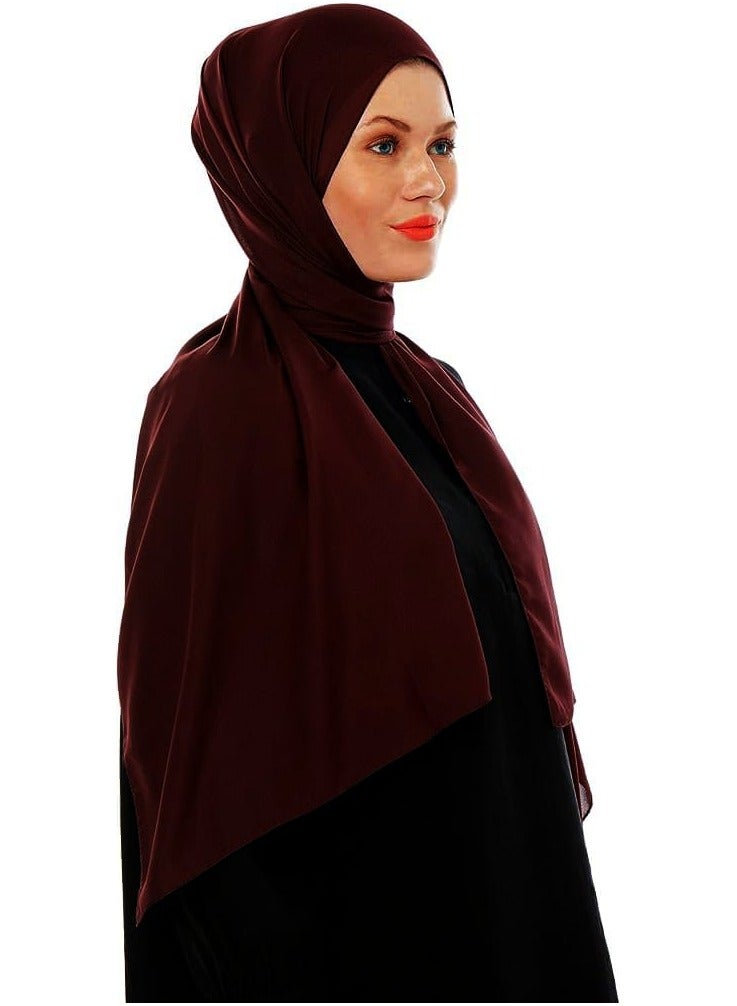 Deep Maroon Chiffon Hijab for Women – Lightweight, Non-Slip, Breathable Headscarf | 28 x 72 Inches | Elegant & Stylish Muslim Scarf for Daily, Work & Special Occasions - Image 4