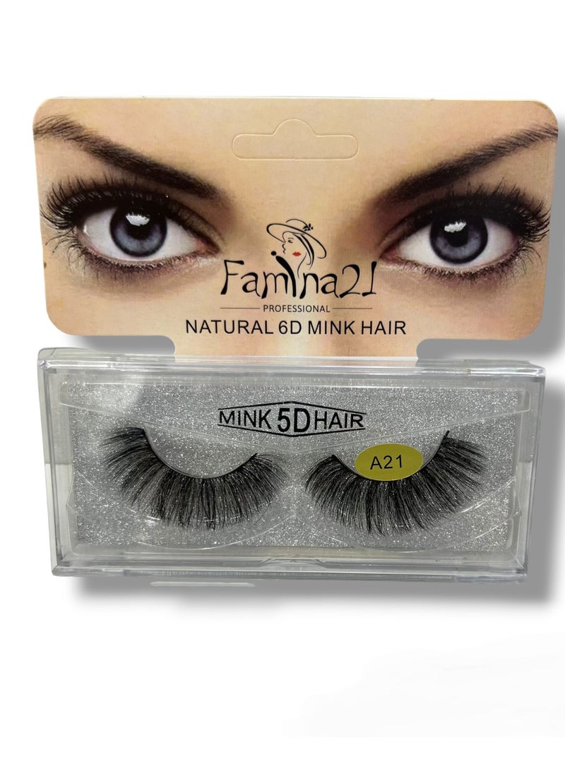FAMINA21 Famina21 Natural 6D/5D Mink Hair Eyelashes - Set of 30 Models (A21)  - Image 1