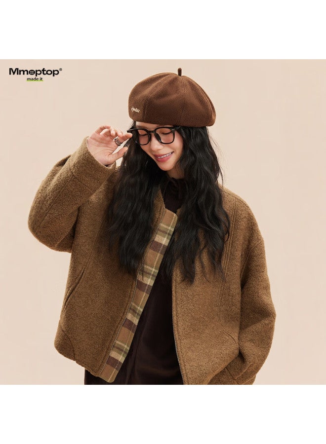 Mmoptop Vintage Retro Beret Autumn Twill Letter Embroidered Painter Hat Women Large Head Cirference Slim Face Octagonal Cap - Image 2