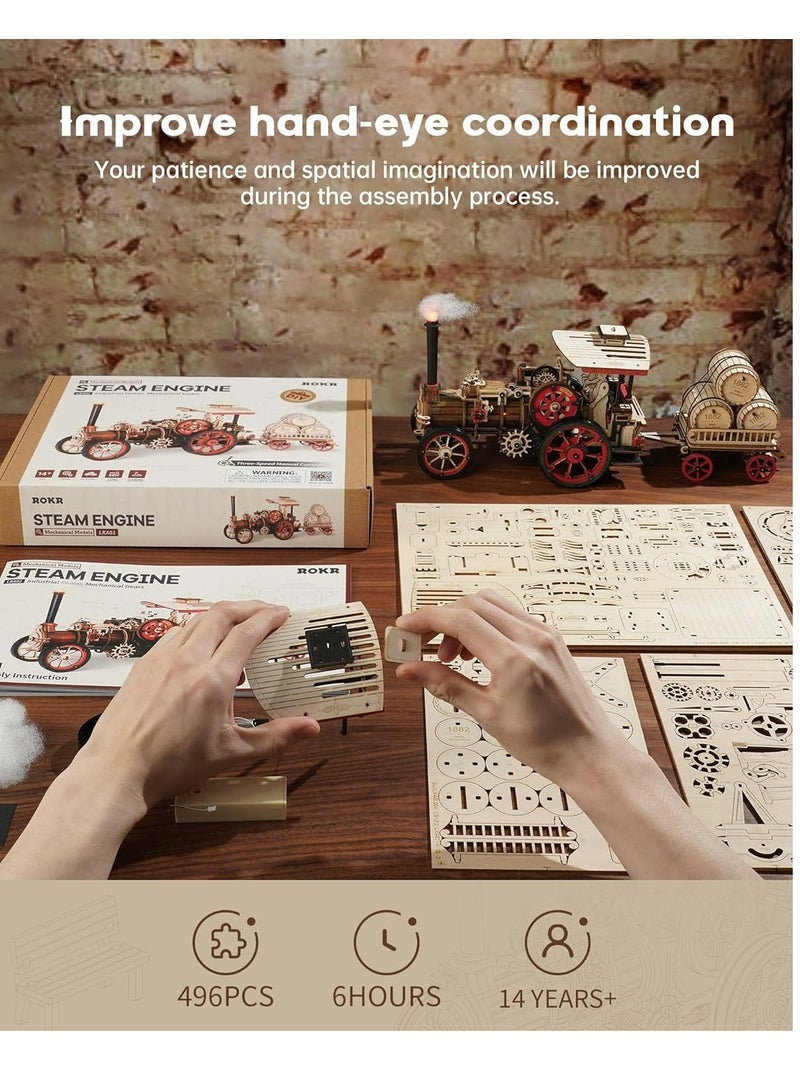 Robotime ROKR Steam Engine Mechanical 3D Wooden Puzzle LKA01
Success Decorative DIY Crafts/Birthday Gifts/Home Decor For Girls&Boys Teens&Adults - Image 4