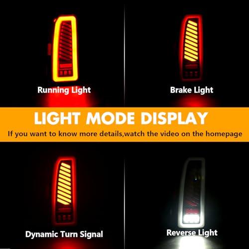 OKSIWA Sequential LED Tail Light for GMC Yukon/Yukon XL 2015-2020, Tail Lamp with Starting Animated, Dynamic Turn Signal, Unique Shape Design Rear Lights, Brake, Reverse Lights,Clear Lens - Image 2