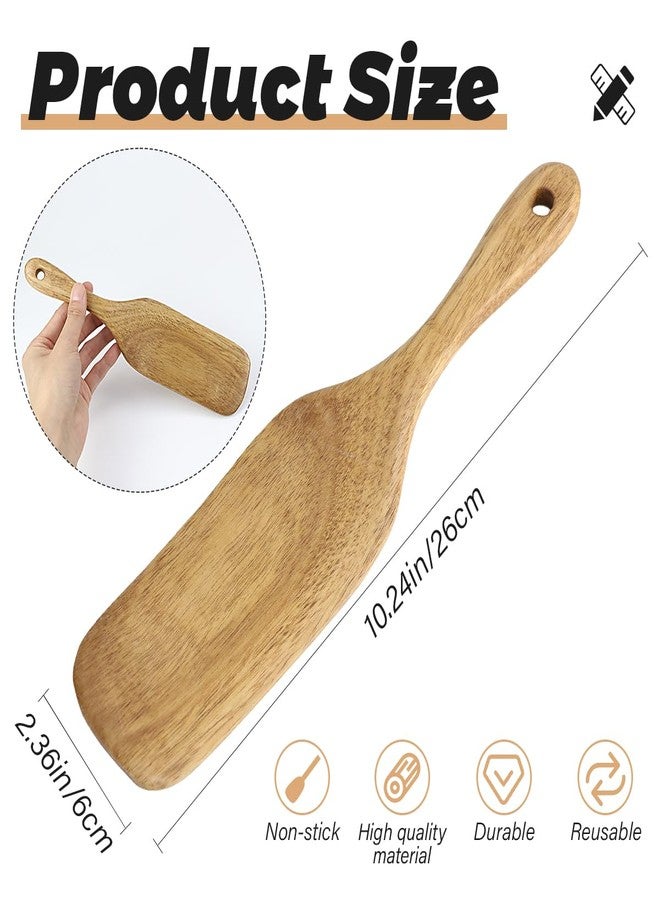 DOERDO DD DOERDO Wooden Spurtle 26CM Long Handle Flat Frying Spatula for Kitchen Stirring, Mixing, Serving, 10.2x2.4inch - Image 2