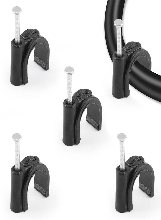 Rierdge 100 قطعة من مشابك نصفية على شكل خطاف على شكل حرف J مع مسمار، حامل دعم أسود من مادة Pex مقاس 1/2 و3/4 بوصة لأنابيب تثبيت الأسلاك 12 مم و20 مم - Image 2