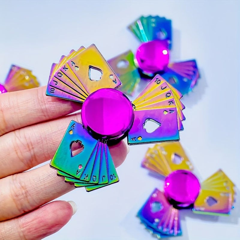 4 Pcs Colorful Poker Metal Fidget Spinner Toy Zinc Alloy Time Killing Hand Spinner Party Bag Filler Gift - Image 4