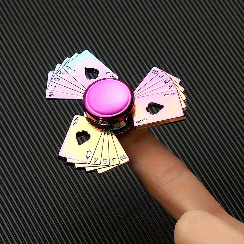 4 Pcs Colorful Poker Metal Fidget Spinner Toy Zinc Alloy Time Killing Hand Spinner Party Bag Filler Gift - Image 1