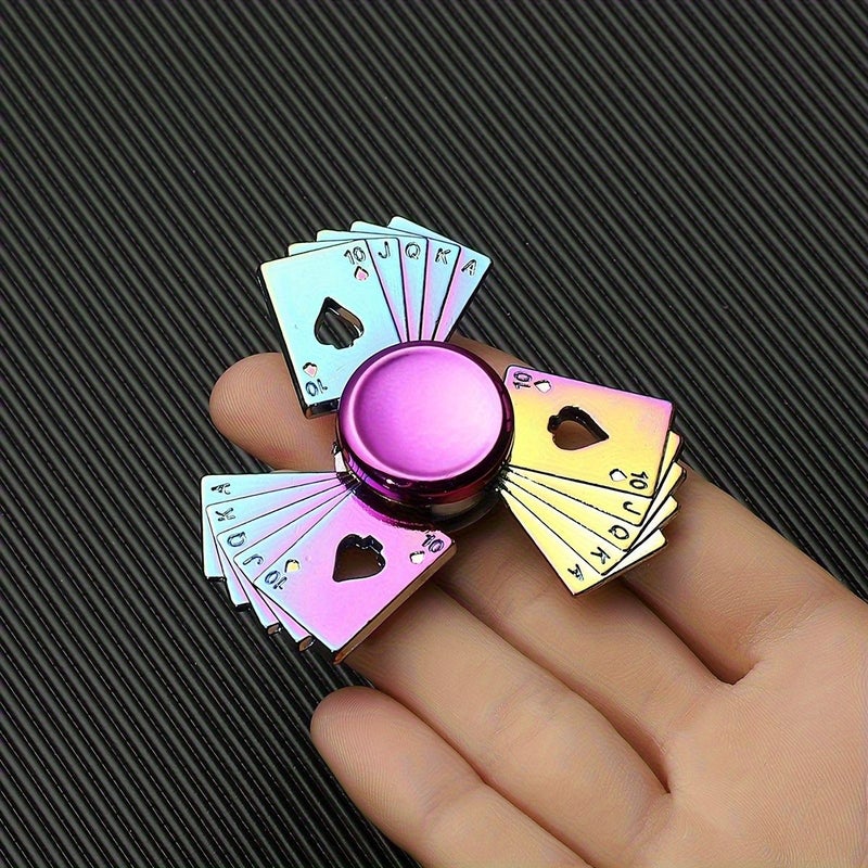 4 Pcs Colorful Poker Metal Fidget Spinner Toy Zinc Alloy Time Killing Hand Spinner Party Bag Filler Gift - Image 3