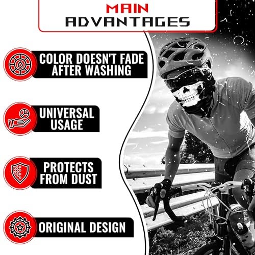 Tesorrio Skull Balaclava & Ghost Mask – Breathable Motorcycle Balaclava & Scary Halloween Mask – Cool Motorcycle Face Masks for Men - Image 4
