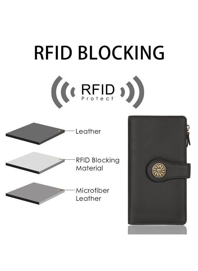 Travelambo Womens Rfid Blocking Large Capacity Luxury Waxed Genuine Leather Clutch Wallet Multi Card Organizer (Renapa Grey Deep)  - Image 4