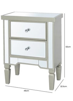 VANITY LIVING VANITY LIVING Elegant Bedside Table with 2 Drawers - Treviso Gold Mirrored Finish - Luxurious and Stylish Nightstand for Bedroom Decor - Durable, Functional Storage Solution with Reflective Gold Design  - Image 2