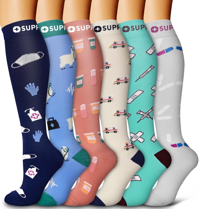 Bluemaple 6 Pack Copper Compression Socks for Women and Men Circulation-Best Support for Medical, Running,Nursing,Athletic - Image 1