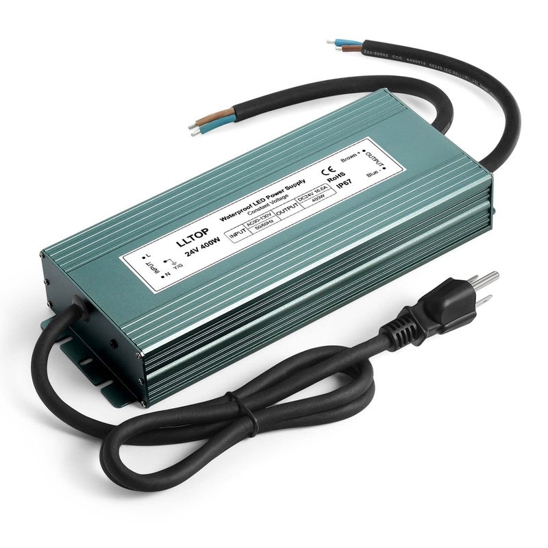 LLOP LED Driver 400 Watts 110V/120V AC to 24V DC 16.6A Power Supply Waterproof Low Voltage Transformer Converter for Indoor Outdoor LED Lights - Image 1