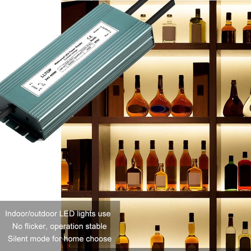 LLOP LED Driver 400 Watts 110V/120V AC to 24V DC 16.6A Power Supply Waterproof Low Voltage Transformer Converter for Indoor Outdoor LED Lights - Image 5