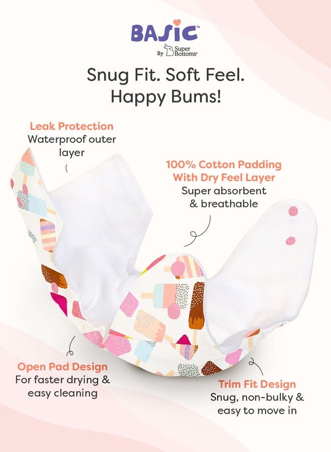 Superbottoms Basic Leakage-proof advanced cloth diapers for babies, High Absorbent 100% cotton 3 reusable diaper and 3 insert pad Combo Pack washable cloth diaper 3M -3Years Adjustable, Reduces Rash - Image 2