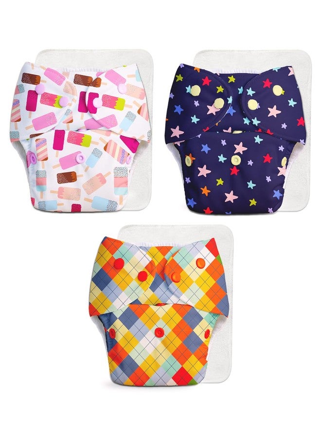 Superbottoms Basic Leakage-proof advanced cloth diapers for babies, High Absorbent 100% cotton 3 reusable diaper and 3 insert pad Combo Pack washable cloth diaper 3M -3Years Adjustable, Reduces Rash - Image 1