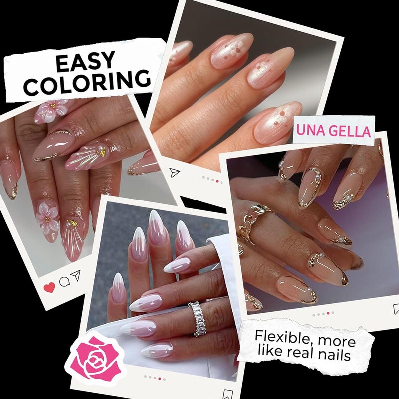 UNA GELLA Almond Nail Tips, 216Pcs Pointed Almond False Nails Full Cover Press on Nails Clear Soft Acrylic Nail Gel Extension for Home Salon DIY 12 Sizes - Image 4
