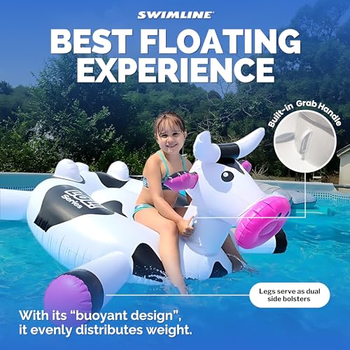 SWIMLINE ORIGINAL 90268 Giant Inflatable LOL Cow Pool Float | Fun Ride-On Raft with Stable Legs & Wings |Lounge Floatie Ideal for Summer Gatherings - Image 4