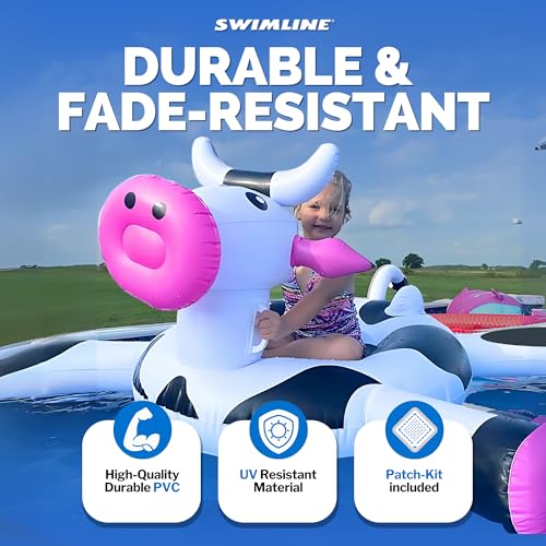 SWIMLINE ORIGINAL 90268 Giant Inflatable LOL Cow Pool Float | Fun Ride-On Raft with Stable Legs & Wings |Lounge Floatie Ideal for Summer Gatherings - Image 3