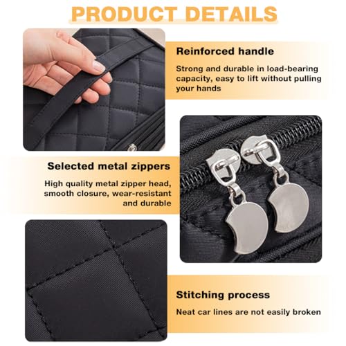 MAYCREATE® Makeup Pouch Bag, 3 Layers Travel Toiletries Makeup Organisers Bag Box with Handle, Cosmetic Tool Storage Organizer Vanity Bag for Women (Durable, Waterproof, Multi-Compartment) - Image 3