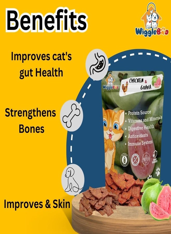 WiggleBoo Chicken & Guava Cat Treat | Protein Rich | Fiber Rich | Crunchy Healthy Snacks | 100% Natural | 45g, All Life Stages, Chips - Image 4