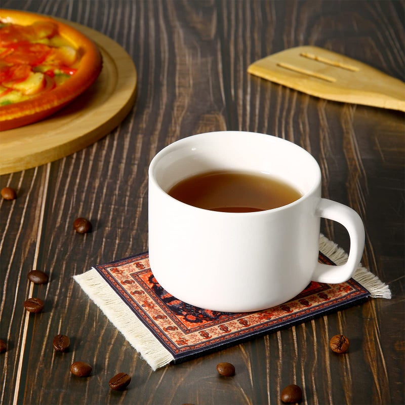 Tatuo 4 Pieces Rug Table Coasters Table Drink Holders Oriental Design Fabric Carpet Drink Mats Oriental Design Fabric Elegant Carpets Kitchen and Bar Mats for Home Office(Square,Retro Pattern) - Image 4