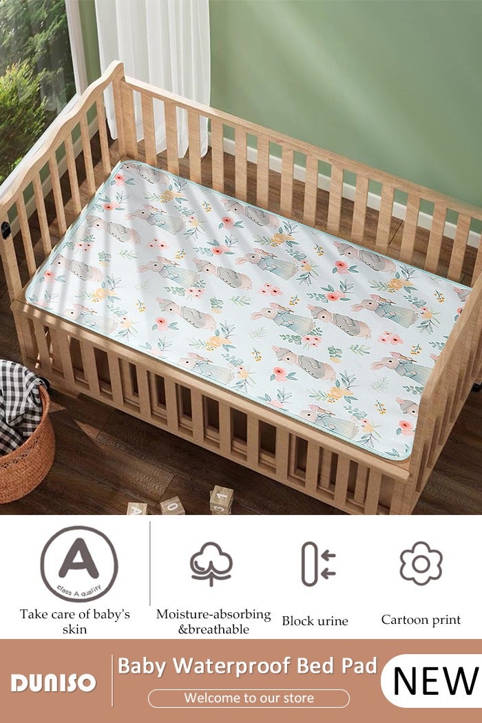 DUNISO Baby Waterproof Bed Pad Bed Wetting Pads Washable Mattress Protector Pads for Baby Reusable Incontinence Underpads Toddler Potty Training Pads Baby Waterproof Pad Mat 70*90cm  - Image 1