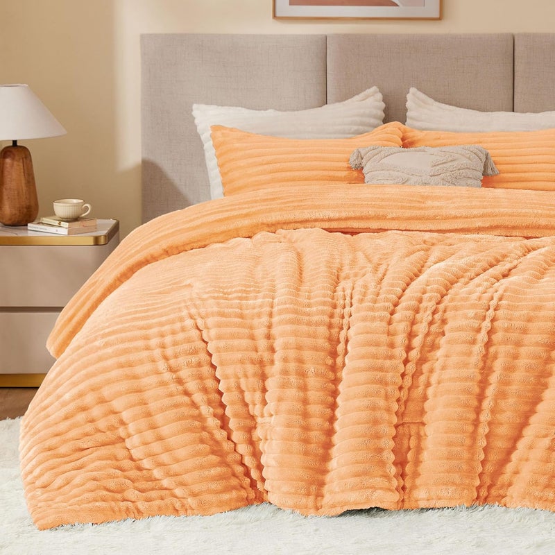 BEDELITE Fleece King Comforter Set -Super Soft & Warm Fluffy Coral Bedding, Luxury Fuzzy Heavy Bed Set for Winter with 2 Pillow Cases - Image 1