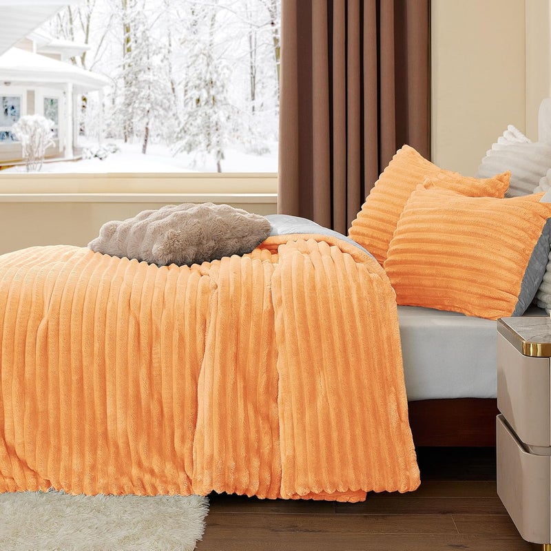 BEDELITE Fleece King Comforter Set -Super Soft & Warm Fluffy Coral Bedding, Luxury Fuzzy Heavy Bed Set for Winter with 2 Pillow Cases - Image 5