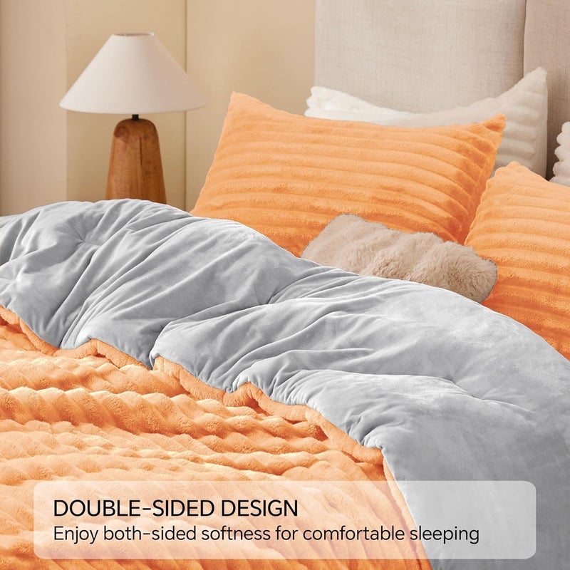 BEDELITE Fleece King Comforter Set -Super Soft & Warm Fluffy Coral Bedding, Luxury Fuzzy Heavy Bed Set for Winter with 2 Pillow Cases - Image 4